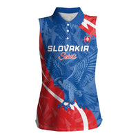 Custom Slovakia Football Women Sleeveless Polo Shirt Come On Sokoli - Wonder Print Shop