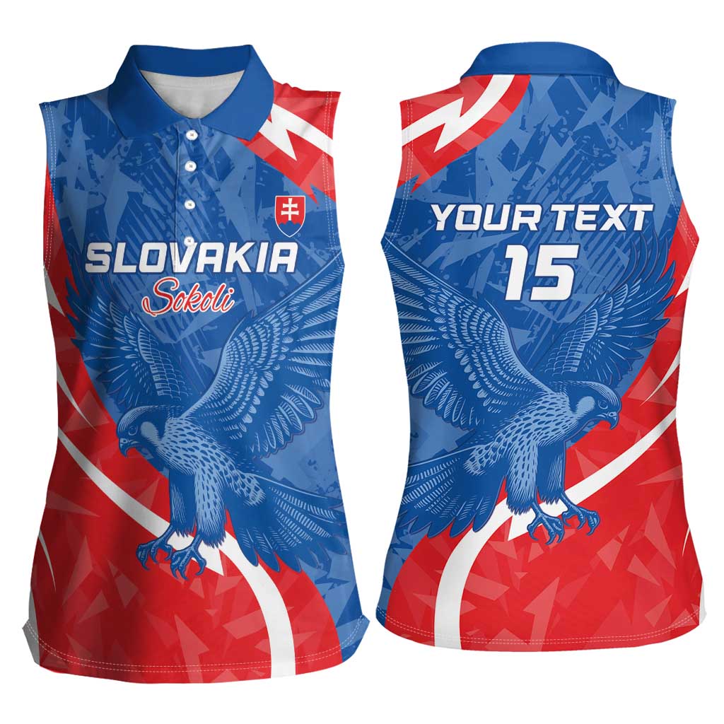 Custom Slovakia Football Women Sleeveless Polo Shirt Come On Sokoli - Wonder Print Shop