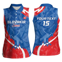 Custom Slovakia Football Women Sleeveless Polo Shirt Come On Sokoli - Wonder Print Shop