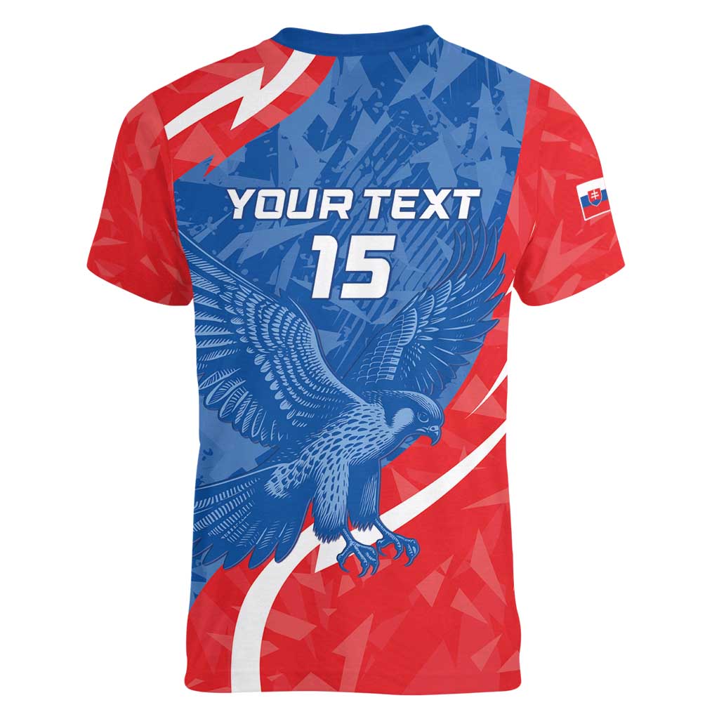 Custom Slovakia Football Women V-Neck T-Shirt Come On Sokoli - Wonder Print Shop