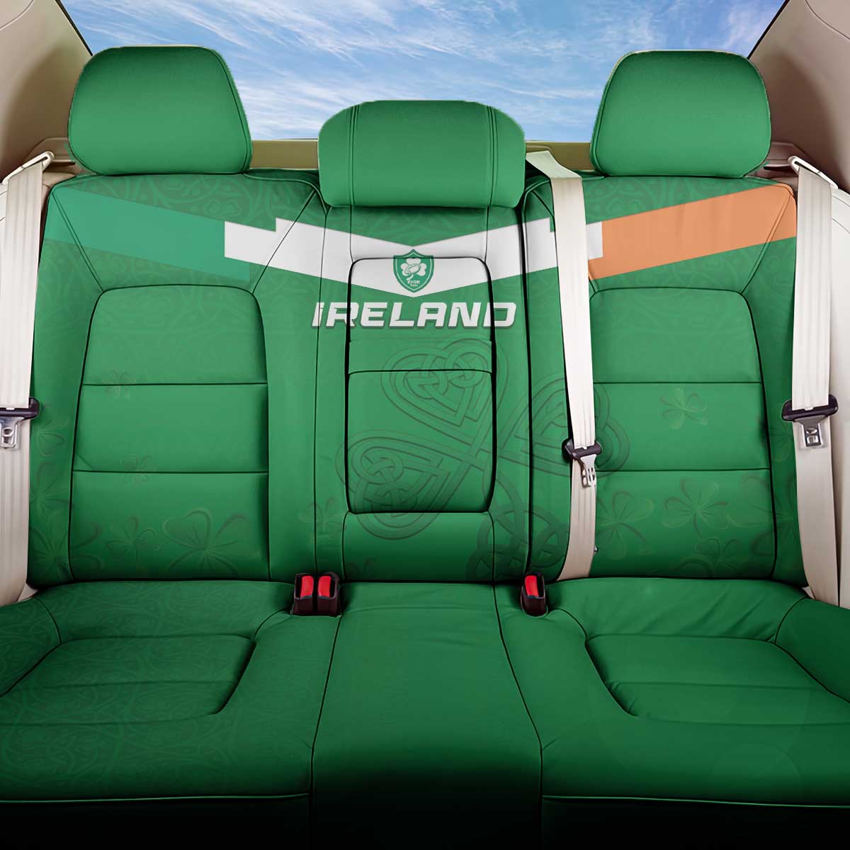 Ireland Rugby Back Car Seat Cover Celtics Shamrock - Wonder Print Shop