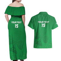 Ireland Rugby Custom Couples Matching Off Shoulder Maxi Dress and Hawaiian Shirt Celtics Shamrock - Wonder Print Shop