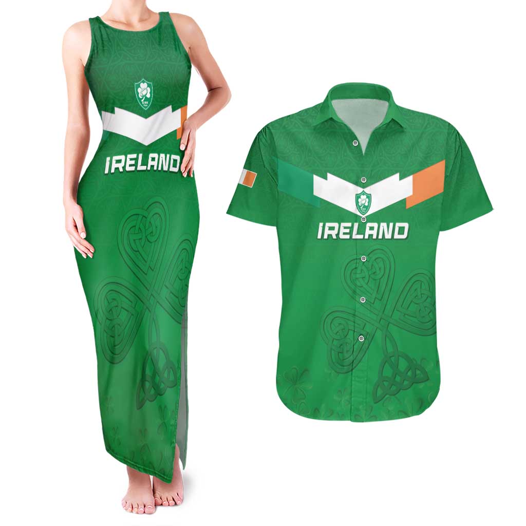 Ireland Rugby Custom Couples Matching Tank Maxi Dress and Hawaiian Shirt Celtics Shamrock - Wonder Print Shop