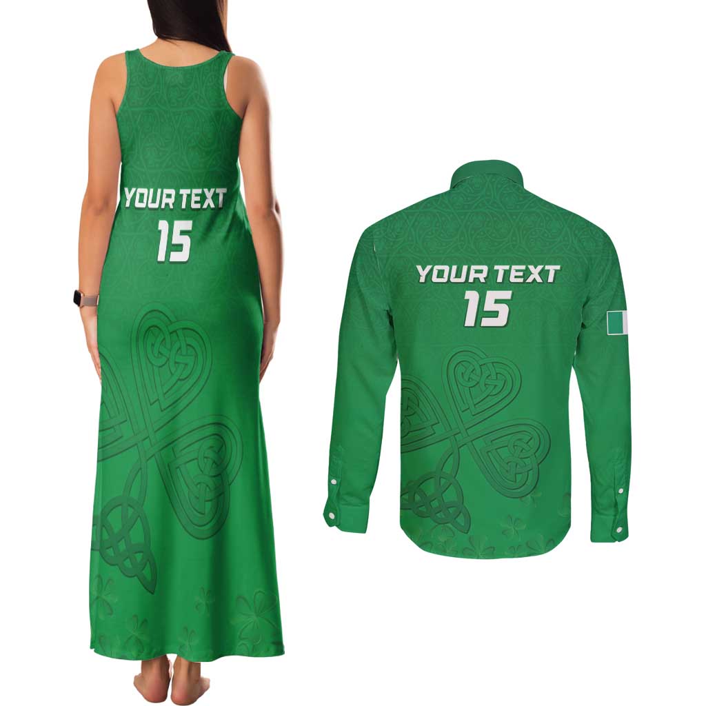 Ireland Rugby Custom Couples Matching Tank Maxi Dress and Long Sleeve Button Shirt Celtics Shamrock - Wonder Print Shop