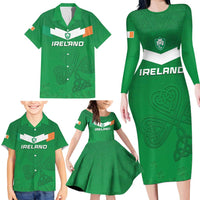 Ireland Rugby Custom Family Matching Long Sleeve Bodycon Dress and Hawaiian Shirt Celtics Shamrock - Wonder Print Shop