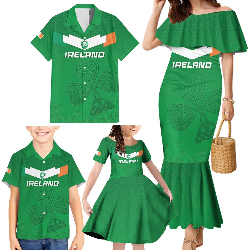 Ireland Rugby Custom Family Matching Mermaid Dress and Hawaiian Shirt Celtics Shamrock - Wonder Print Shop