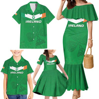 Ireland Rugby Custom Family Matching Mermaid Dress and Hawaiian Shirt Celtics Shamrock - Wonder Print Shop