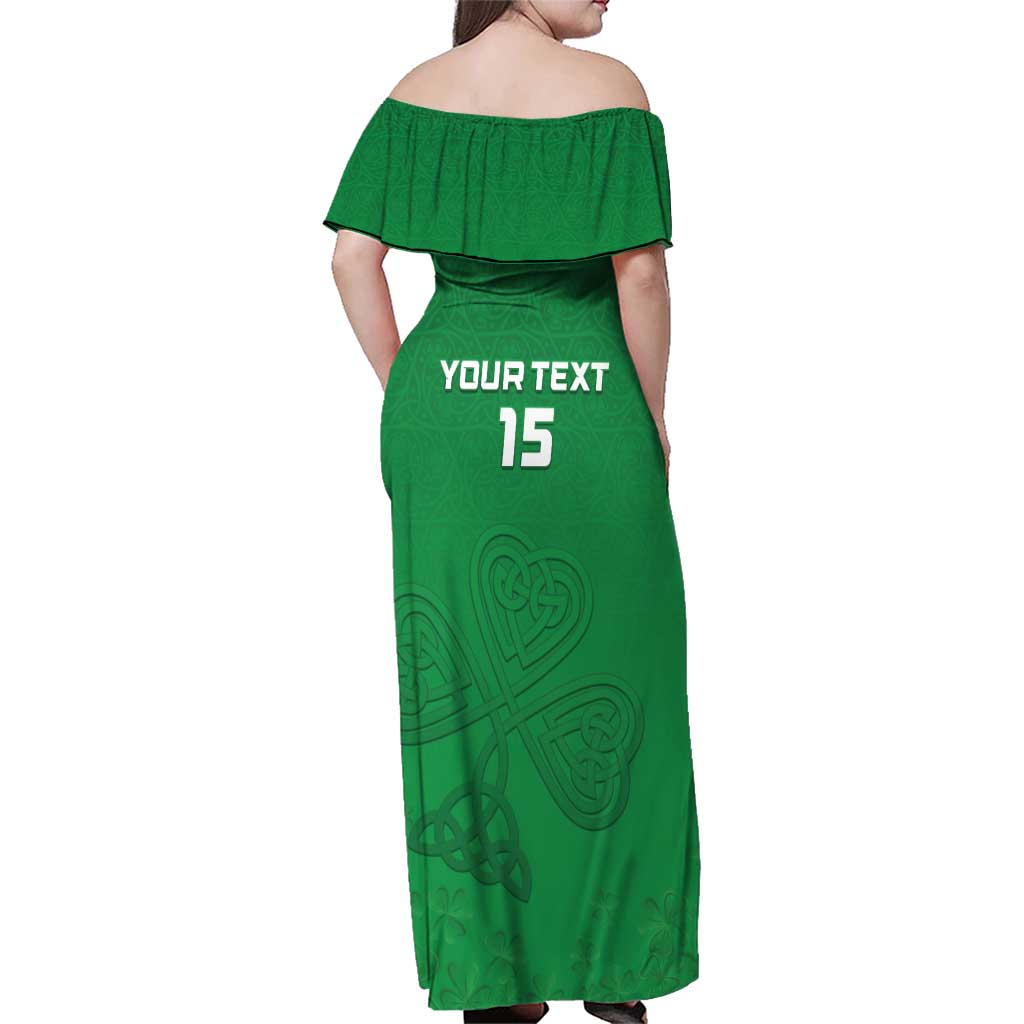 Ireland Rugby Custom Family Matching Off Shoulder Maxi Dress and Hawaiian Shirt Celtics Shamrock - Wonder Print Shop