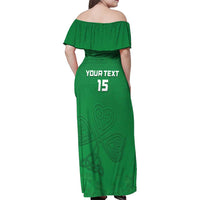 Ireland Rugby Custom Family Matching Off Shoulder Maxi Dress and Hawaiian Shirt Celtics Shamrock - Wonder Print Shop