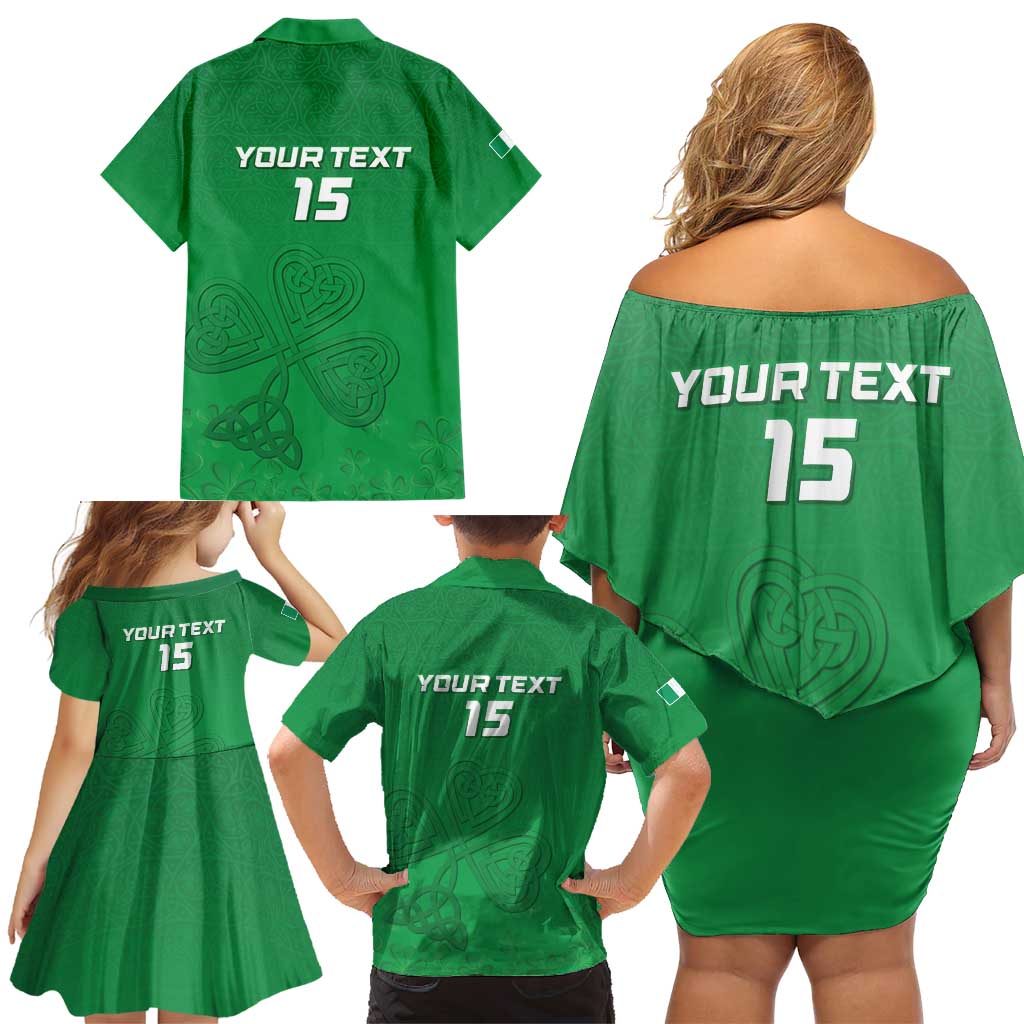 Ireland Rugby Custom Family Matching Off Shoulder Short Dress and Hawaiian Shirt Celtics Shamrock - Wonder Print Shop