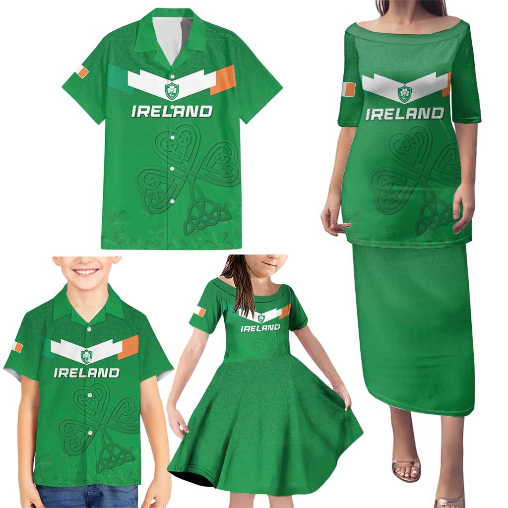 Ireland Rugby Custom Family Matching Puletasi and Hawaiian Shirt Celtics Shamrock - Wonder Print Shop