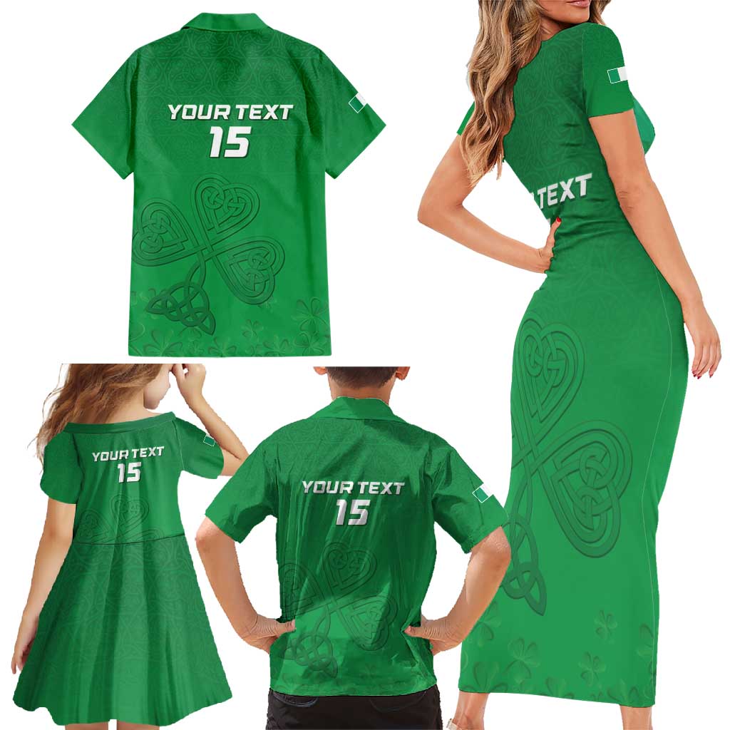 Ireland Rugby Custom Family Matching Short Sleeve Bodycon Dress and Hawaiian Shirt Celtics Shamrock - Wonder Print Shop