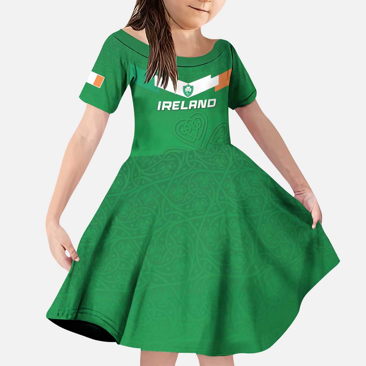 Ireland Rugby Custom Kid Short Sleeve Dress Celtics Shamrock - Wonder Print Shop