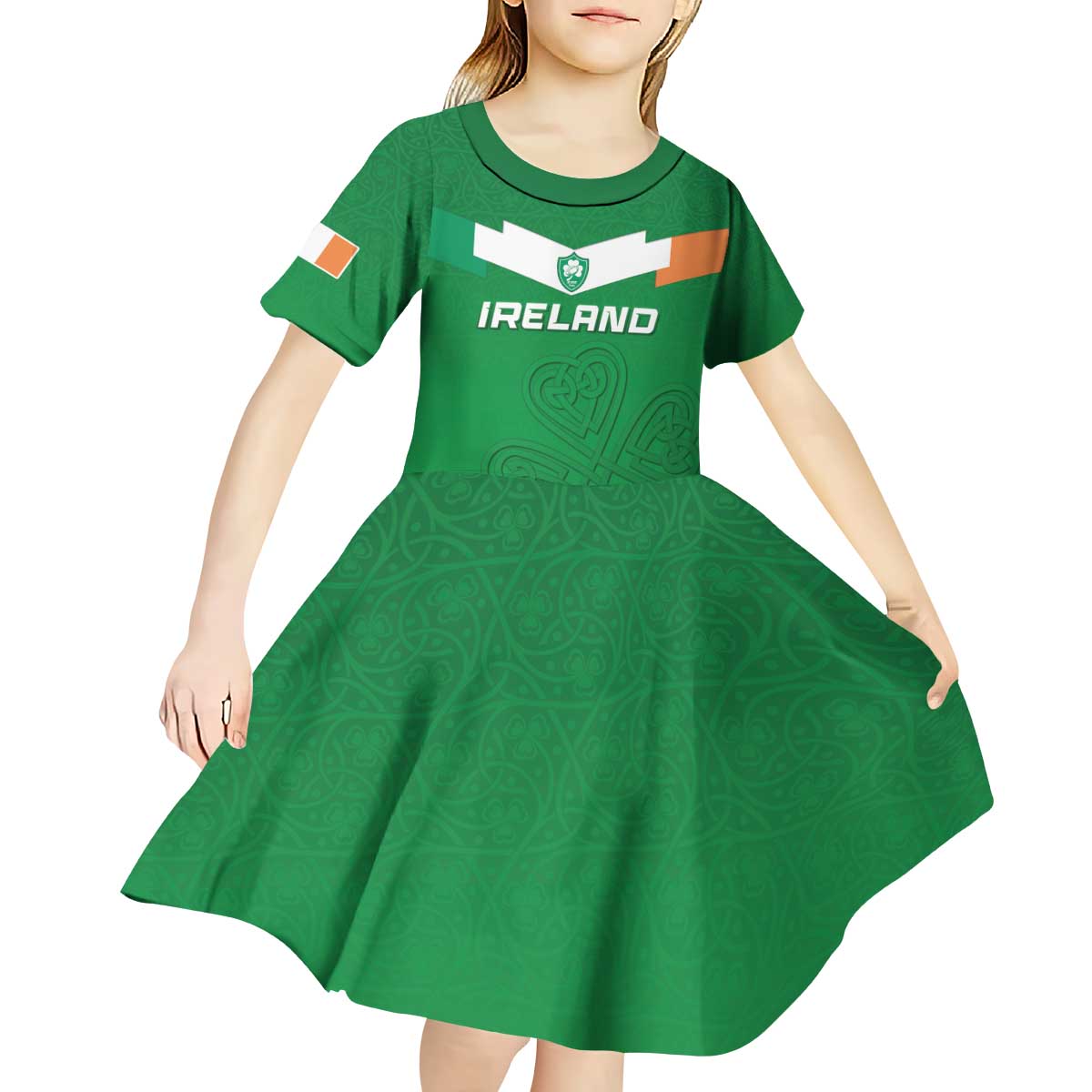 Ireland Rugby Custom Kid Short Sleeve Dress Celtics Shamrock - Wonder Print Shop