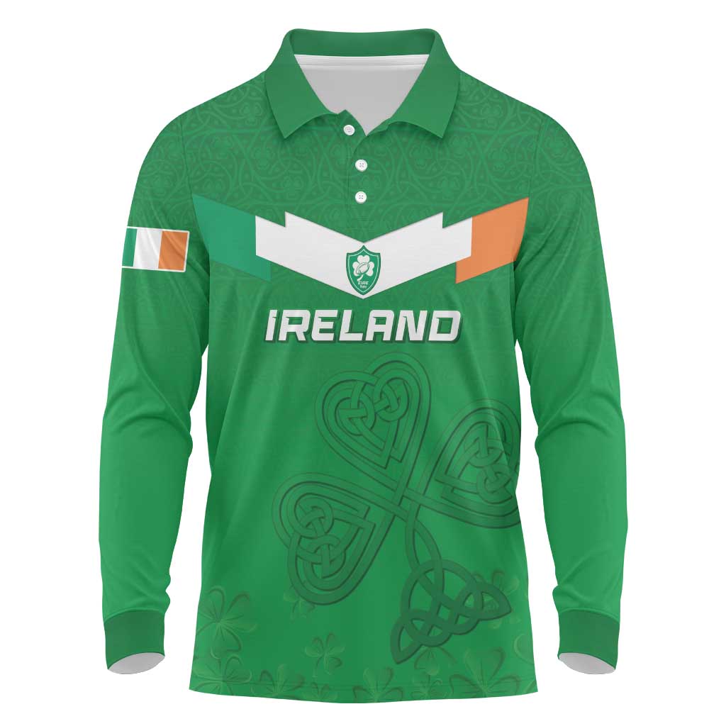 Ireland Rugby Custom Long Sleeve Polo Shirt Celtics Shamrock - Wonder Print Shop