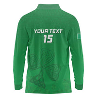 Ireland Rugby Custom Long Sleeve Polo Shirt Celtics Shamrock - Wonder Print Shop