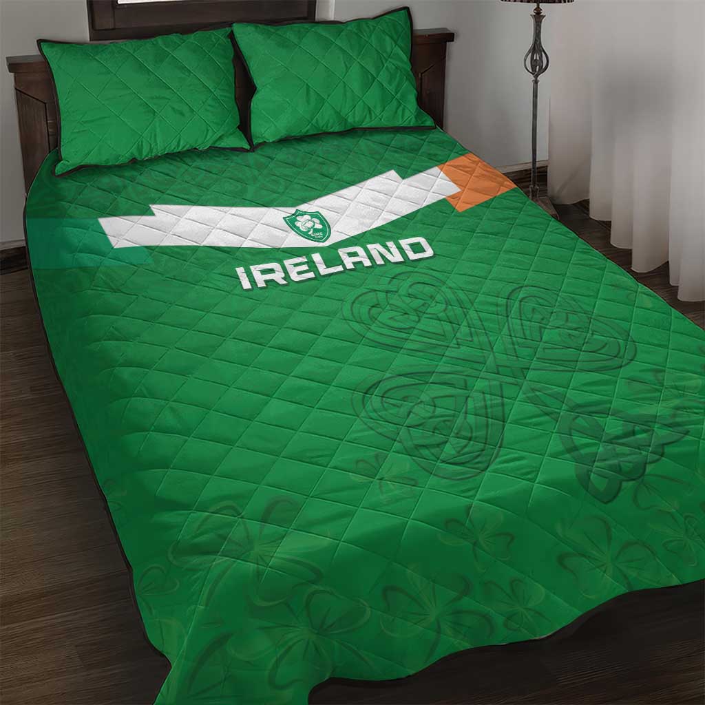 Ireland Rugby Quilt Bed Set Celtics Shamrock - Wonder Print Shop