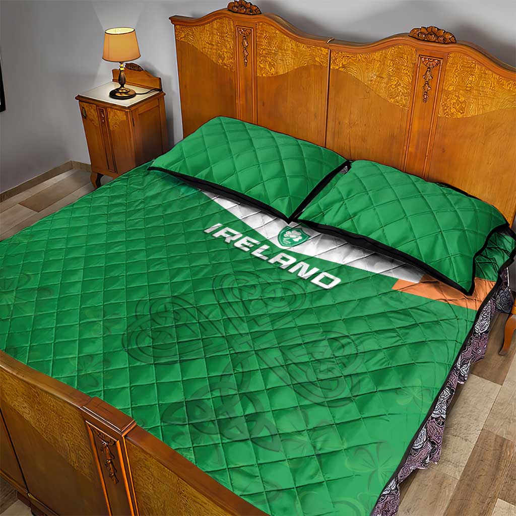 Ireland Rugby Quilt Bed Set Celtics Shamrock - Wonder Print Shop