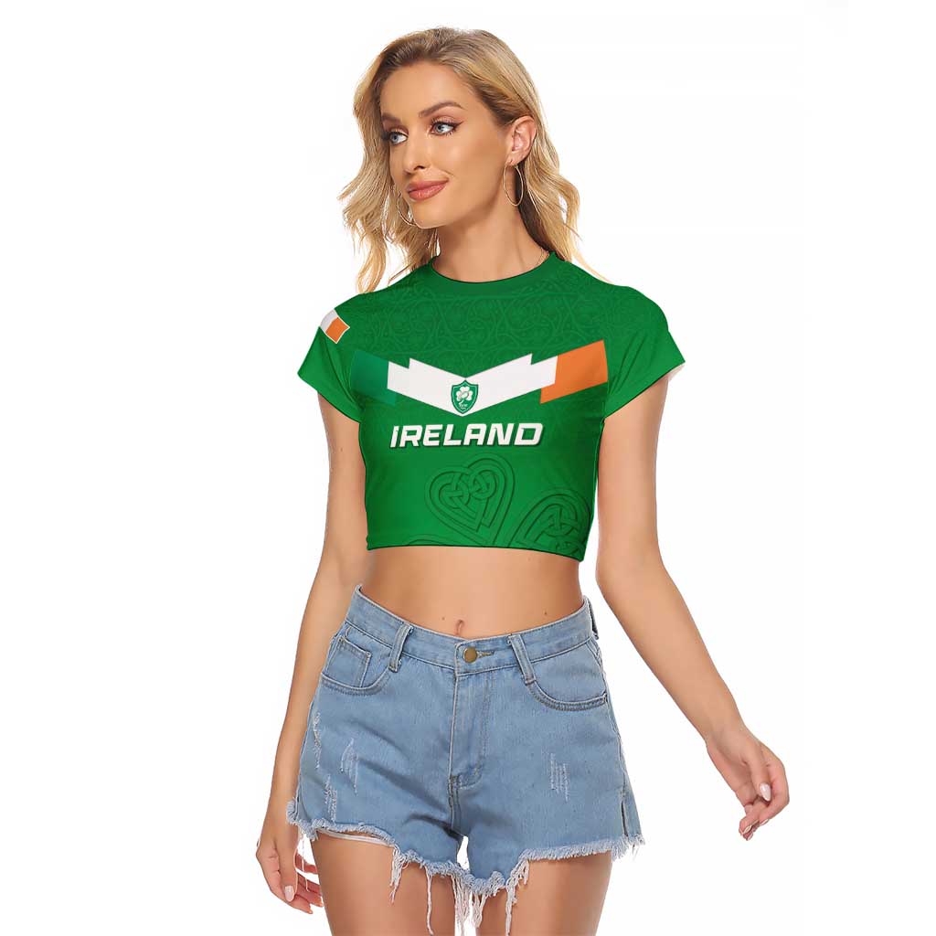 Ireland Rugby Custom Raglan Cropped T Shirt Celtics Shamrock - Wonder Print Shop