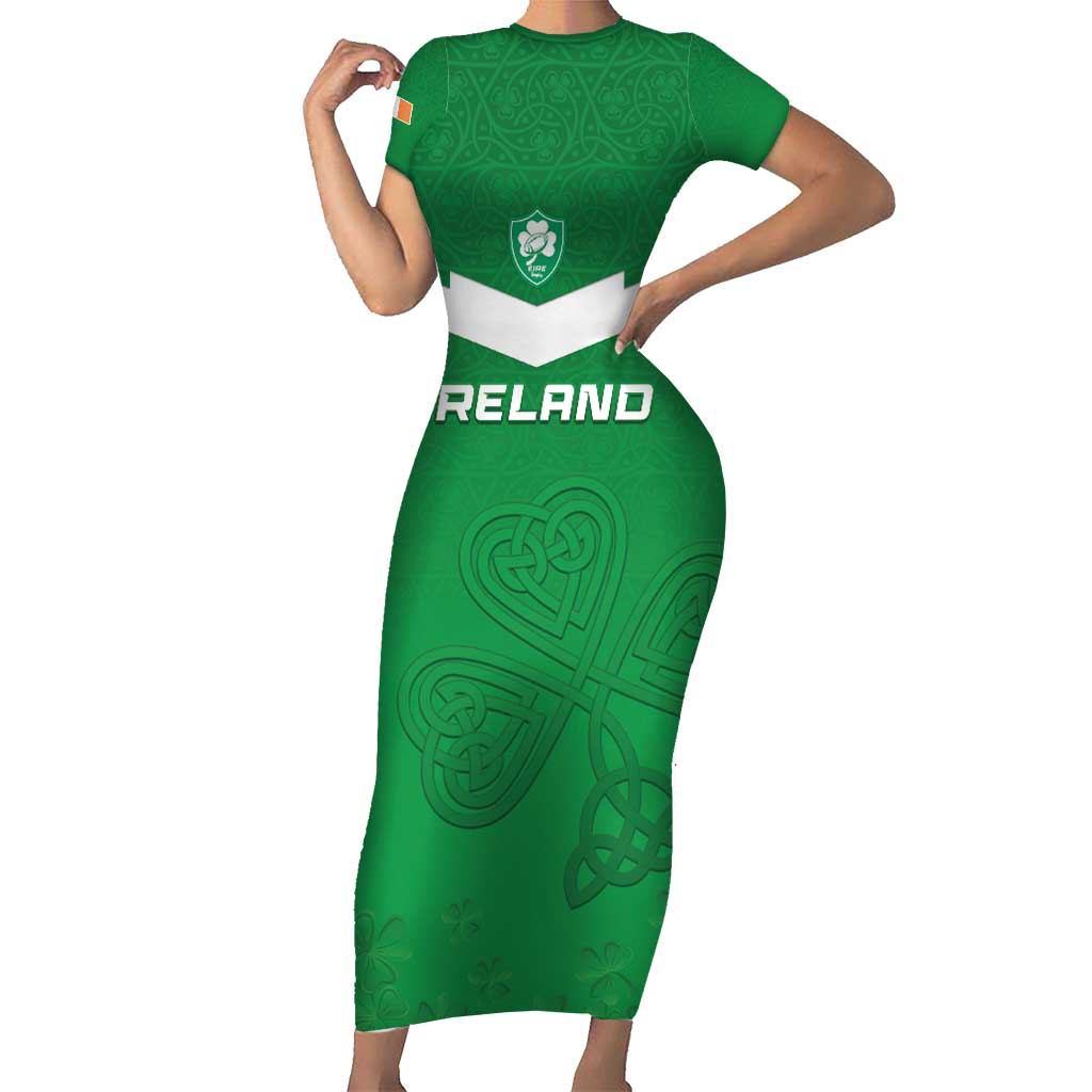 Ireland Rugby Custom Short Sleeve Bodycon Dress Celtics Shamrock - Wonder Print Shop