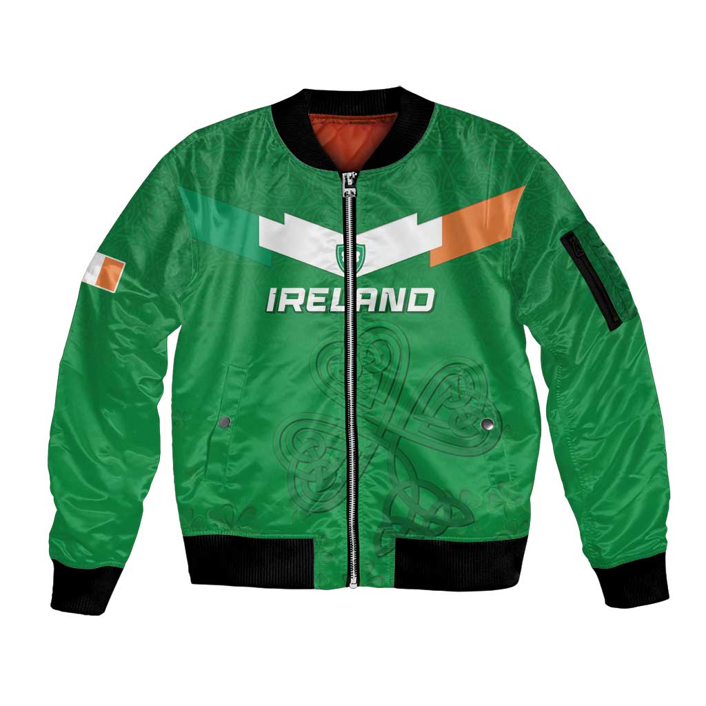 Ireland Rugby Custom Sleeve Zip Bomber Jacket Celtics Shamrock - Wonder Print Shop