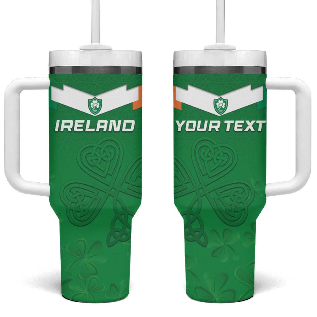 Ireland Rugby Custom Tumbler With Handle Celtics Shamrock - Wonder Print Shop
