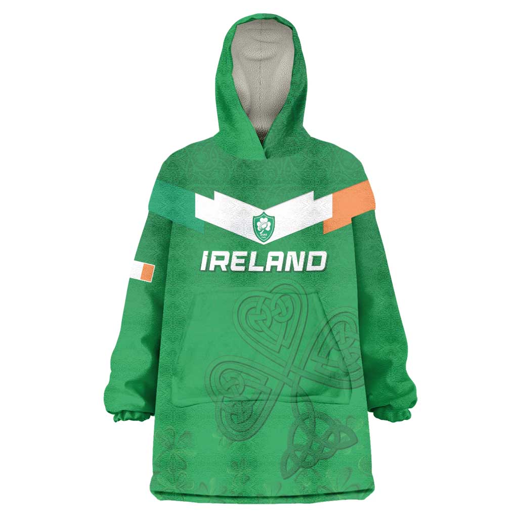Ireland Rugby Custom Wearable Blanket Hoodie Celtics Shamrock - Wonder Print Shop