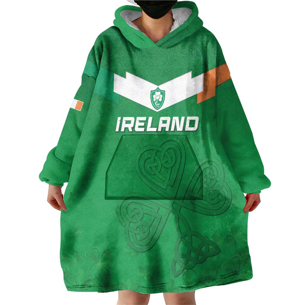 Ireland Rugby Custom Wearable Blanket Hoodie Celtics Shamrock - Wonder Print Shop