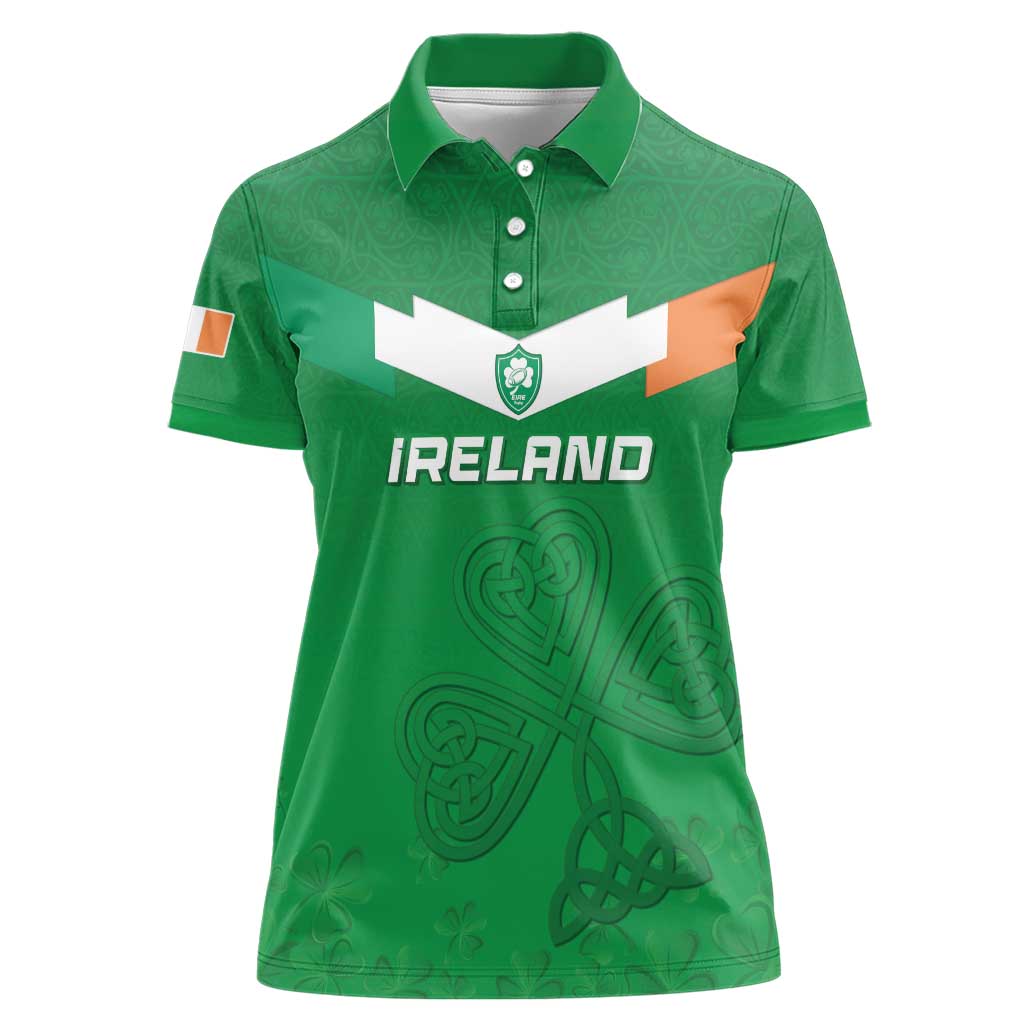 Ireland Rugby Custom Women Polo Shirt Celtics Shamrock - Wonder Print Shop