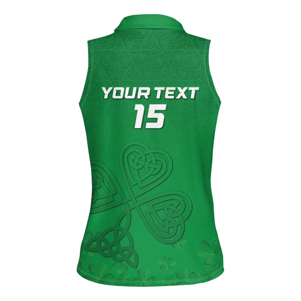 Ireland Rugby Custom Women Sleeveless Polo Shirt Celtics Shamrock - Wonder Print Shop