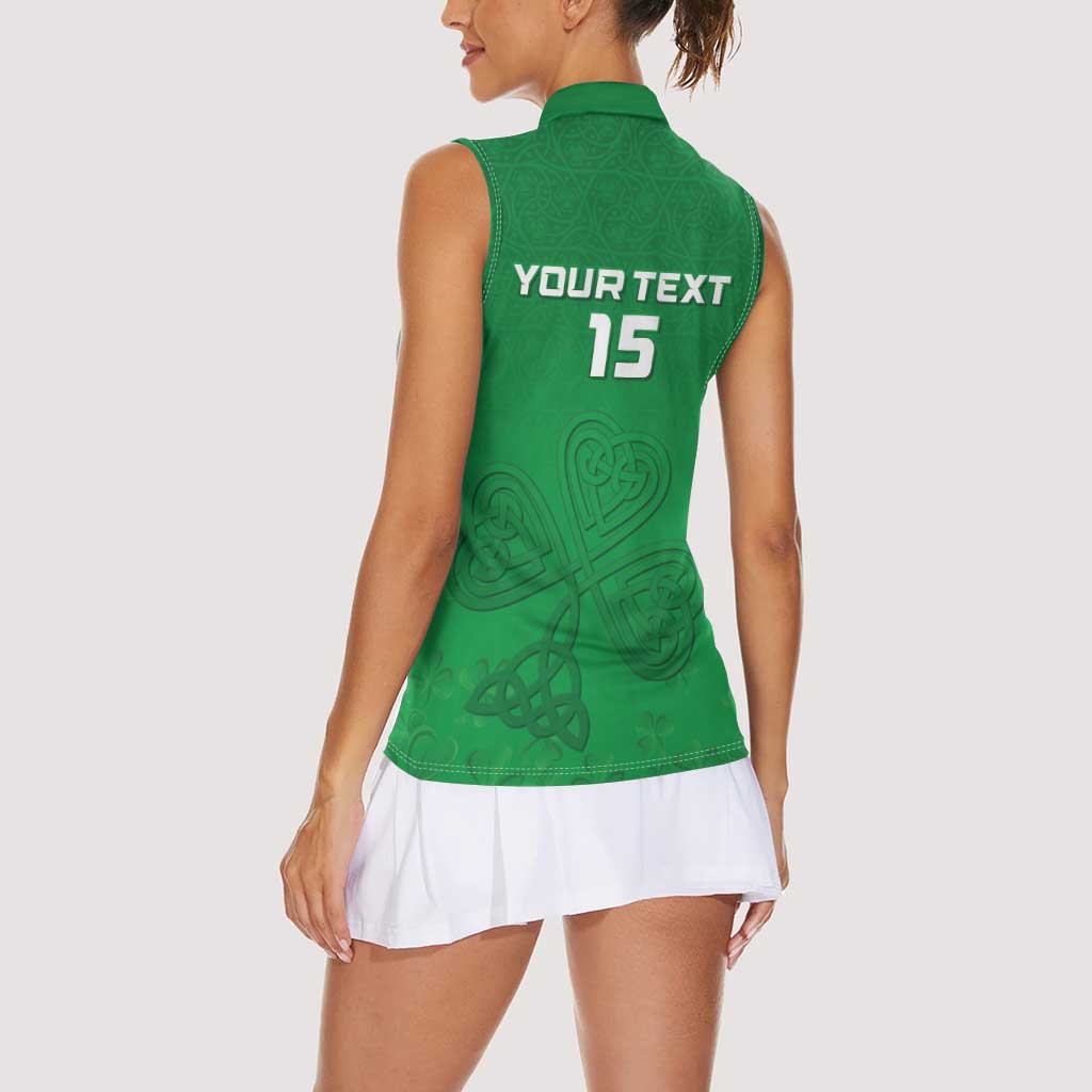 Ireland Rugby Custom Women Sleeveless Polo Shirt Celtics Shamrock - Wonder Print Shop