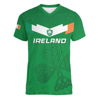 Ireland Rugby Custom Women V-Neck T-Shirt Celtics Shamrock - Wonder Print Shop
