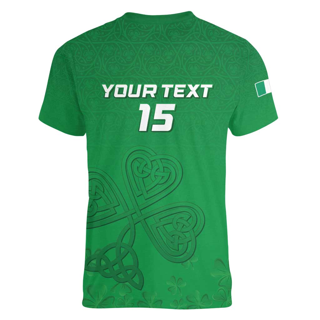 Ireland Rugby Custom Women V-Neck T-Shirt Celtics Shamrock - Wonder Print Shop