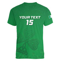 Ireland Rugby Custom Women V-Neck T-Shirt Celtics Shamrock - Wonder Print Shop