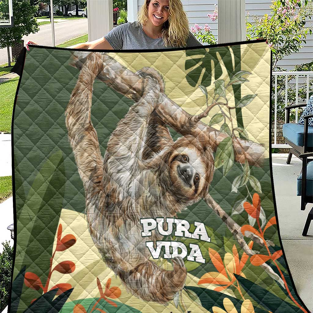 Pura Vida Costa Rica Sloth Quilt Tropical Flowers Vintage Color - Wonder Print Shop