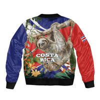 Pura Vida Costa Rica Sloth Bomber Jacket Tropical Flowers Flag Color - Wonder Print Shop