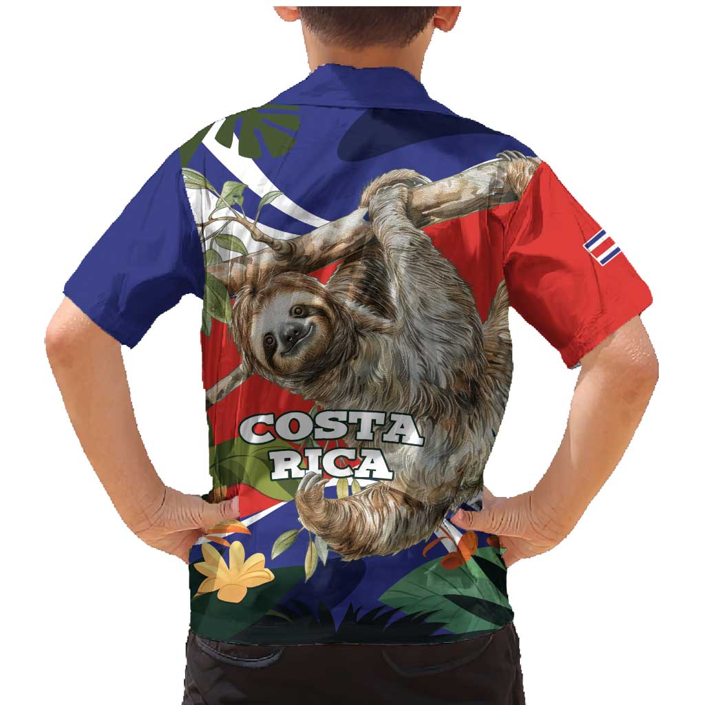 Pura Vida Costa Rica Sloth Family Matching Mermaid Dress and Hawaiian Shirt Tropical Flowers Flag Color - Wonder Print Shop