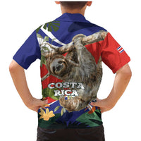 Pura Vida Costa Rica Sloth Family Matching Mermaid Dress and Hawaiian Shirt Tropical Flowers Flag Color - Wonder Print Shop