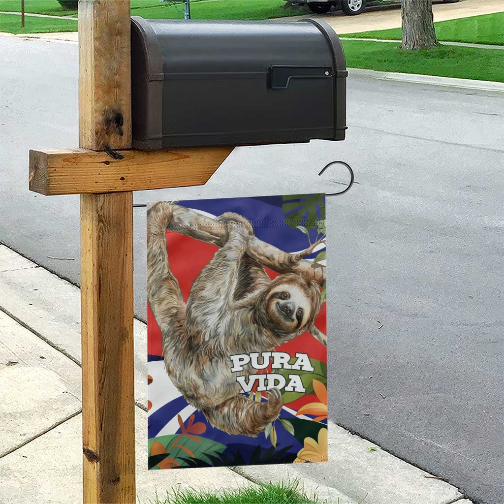 Pura Vida Costa Rica Sloth Garden Flag Tropical Flowers Flag Color - Wonder Print Shop