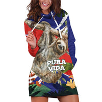 Pura Vida Costa Rica Sloth Hoodie Dress Tropical Flowers Flag Color - Wonder Print Shop