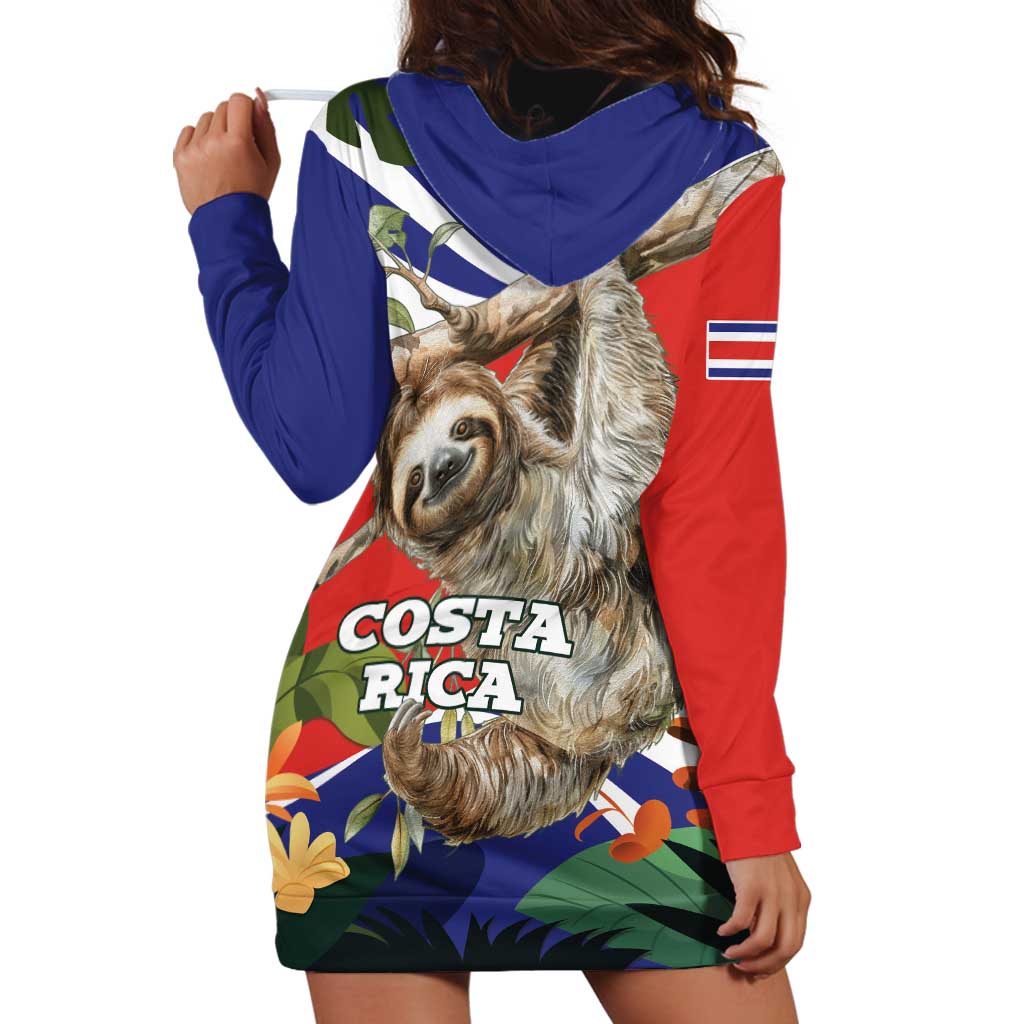 Pura Vida Costa Rica Sloth Hoodie Dress Tropical Flowers Flag Color - Wonder Print Shop