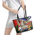 Pura Vida Costa Rica Sloth Leather Tote Bag Tropical Flowers Flag Color - Wonder Print Shop
