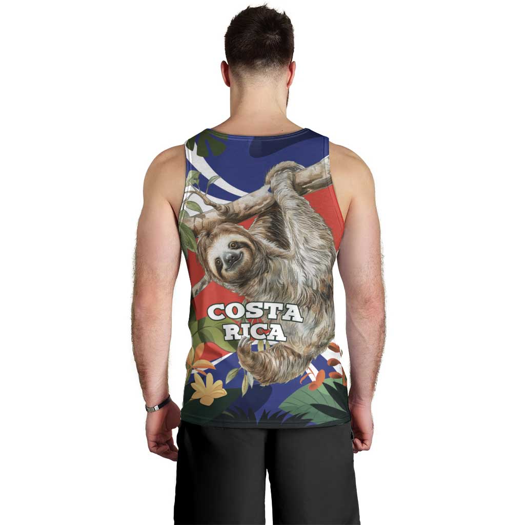 Pura Vida Costa Rica Sloth Men Tank Top Tropical Flowers Flag Color - Wonder Print Shop