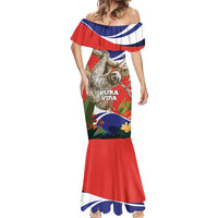 Pura Vida Costa Rica Sloth Mermaid Dress Tropical Flowers Flag Color - Wonder Print Shop