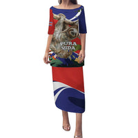 Pura Vida Costa Rica Sloth Puletasi Tropical Flowers Flag Color - Wonder Print Shop