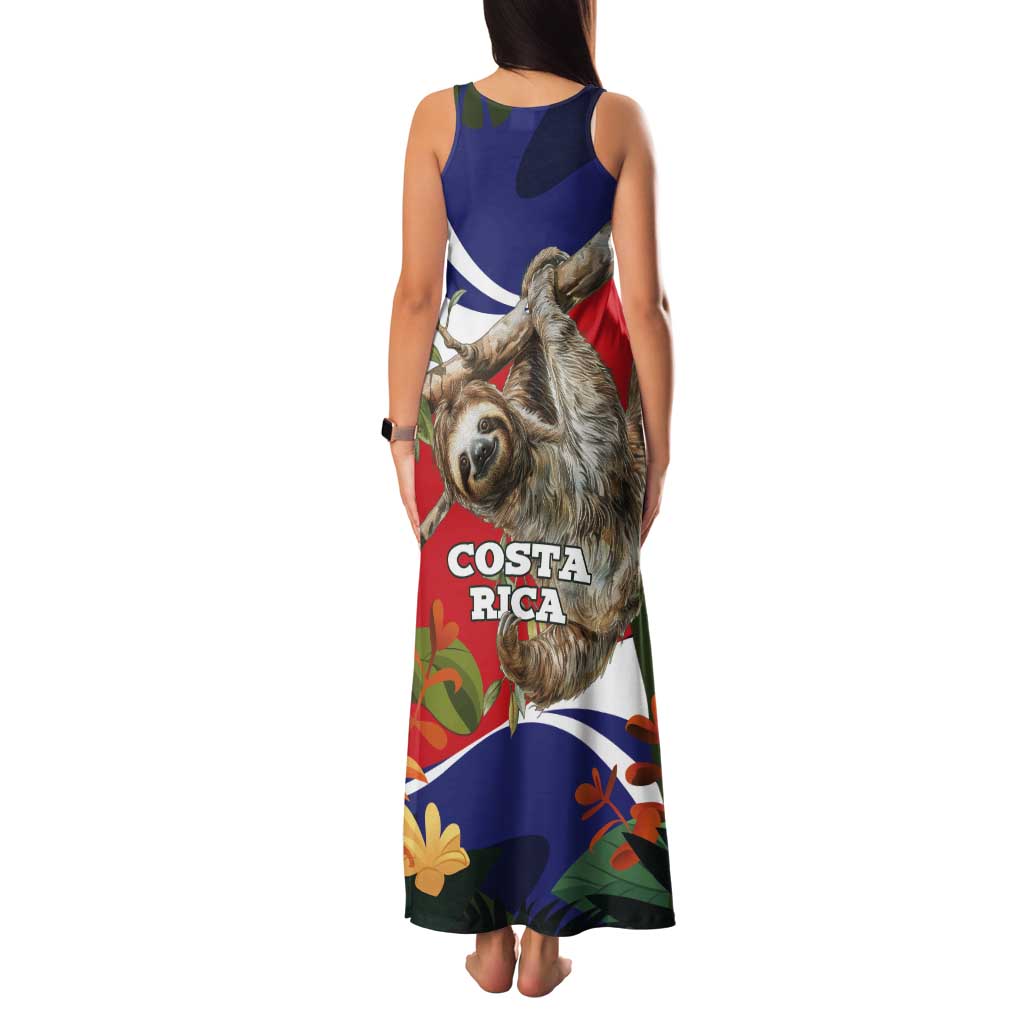Pura Vida Costa Rica Sloth Tank Maxi Dress Tropical Flowers Flag Color - Wonder Print Shop