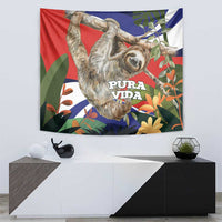 Pura Vida Costa Rica Sloth Tapestry Tropical Flowers Flag Color - Wonder Print Shop