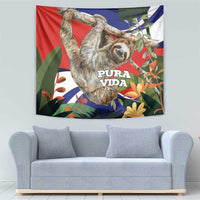 Pura Vida Costa Rica Sloth Tapestry Tropical Flowers Flag Color - Wonder Print Shop