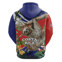 Pura Vida Costa Rica Sloth Zip Hoodie Tropical Flowers Flag Color - Wonder Print Shop
