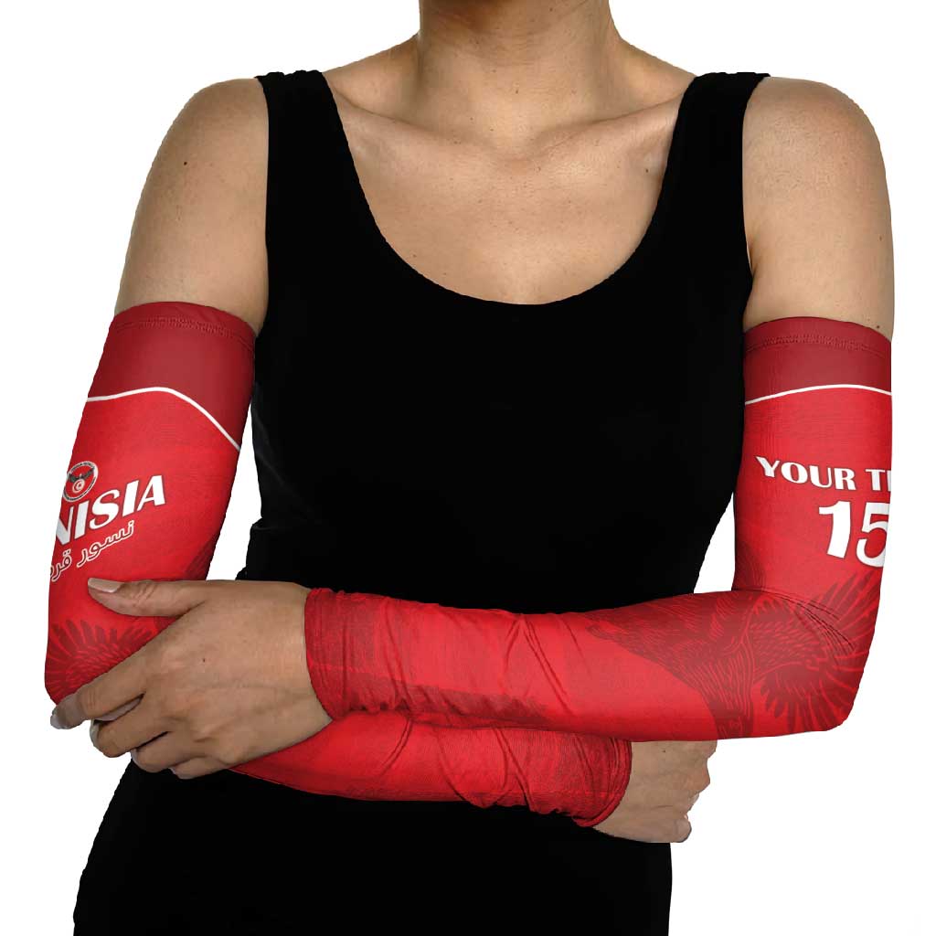 Custom Tunisia Football Arm Sleeves Red Eagles of Carthage - Wonder Print Shop